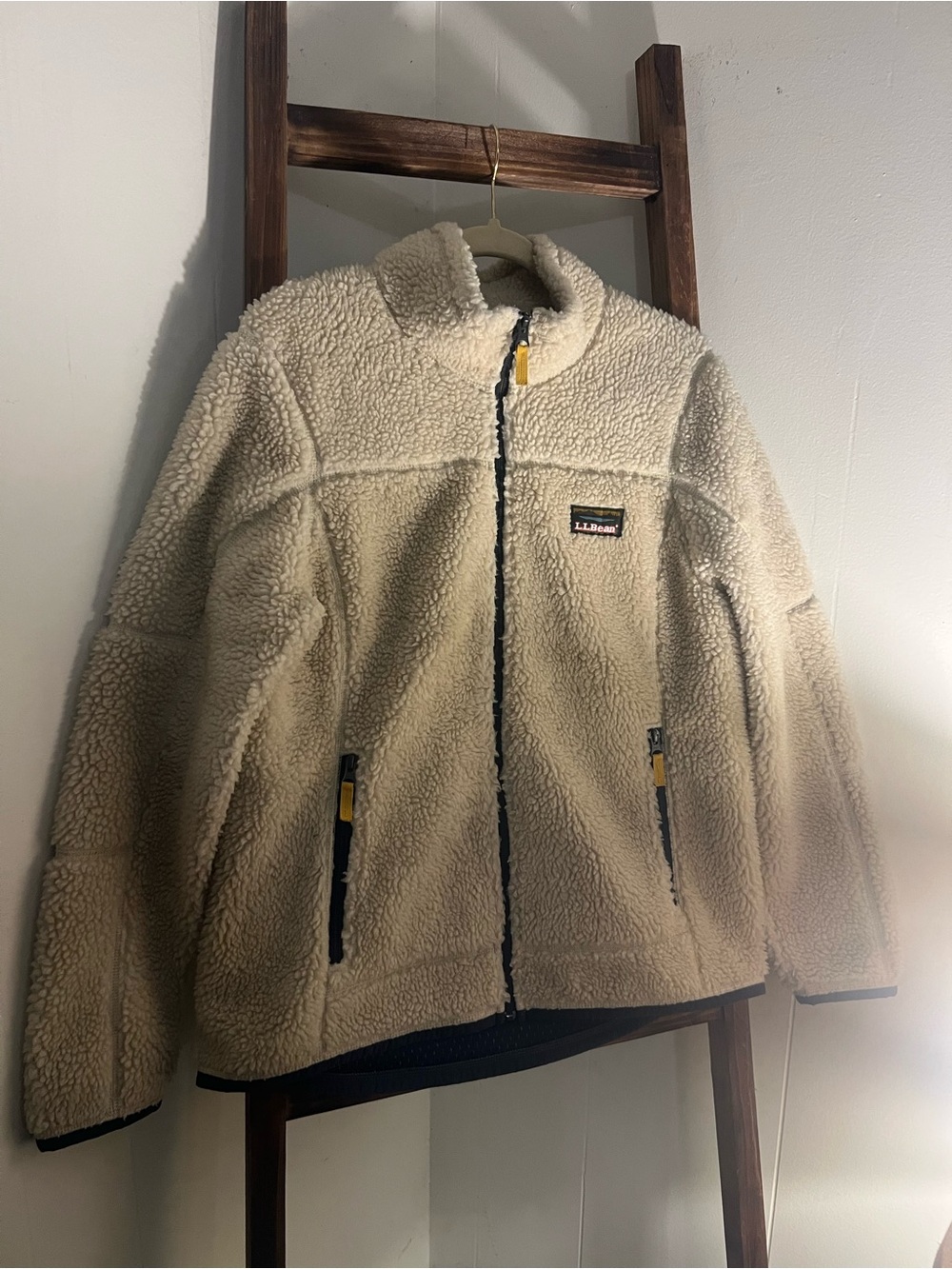 L.L. Bean Cream Sherpa Fleece Zip Jacket